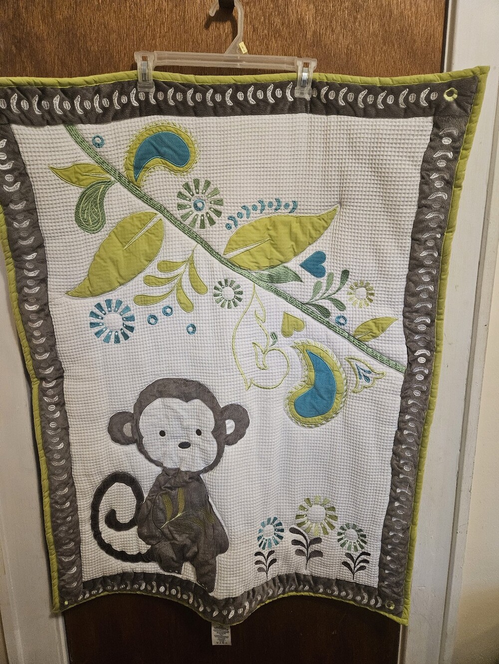 Happy Chic Baby by Jonathan Adler Monkey Quilted Cotton Crib Blanket 41" x 31"